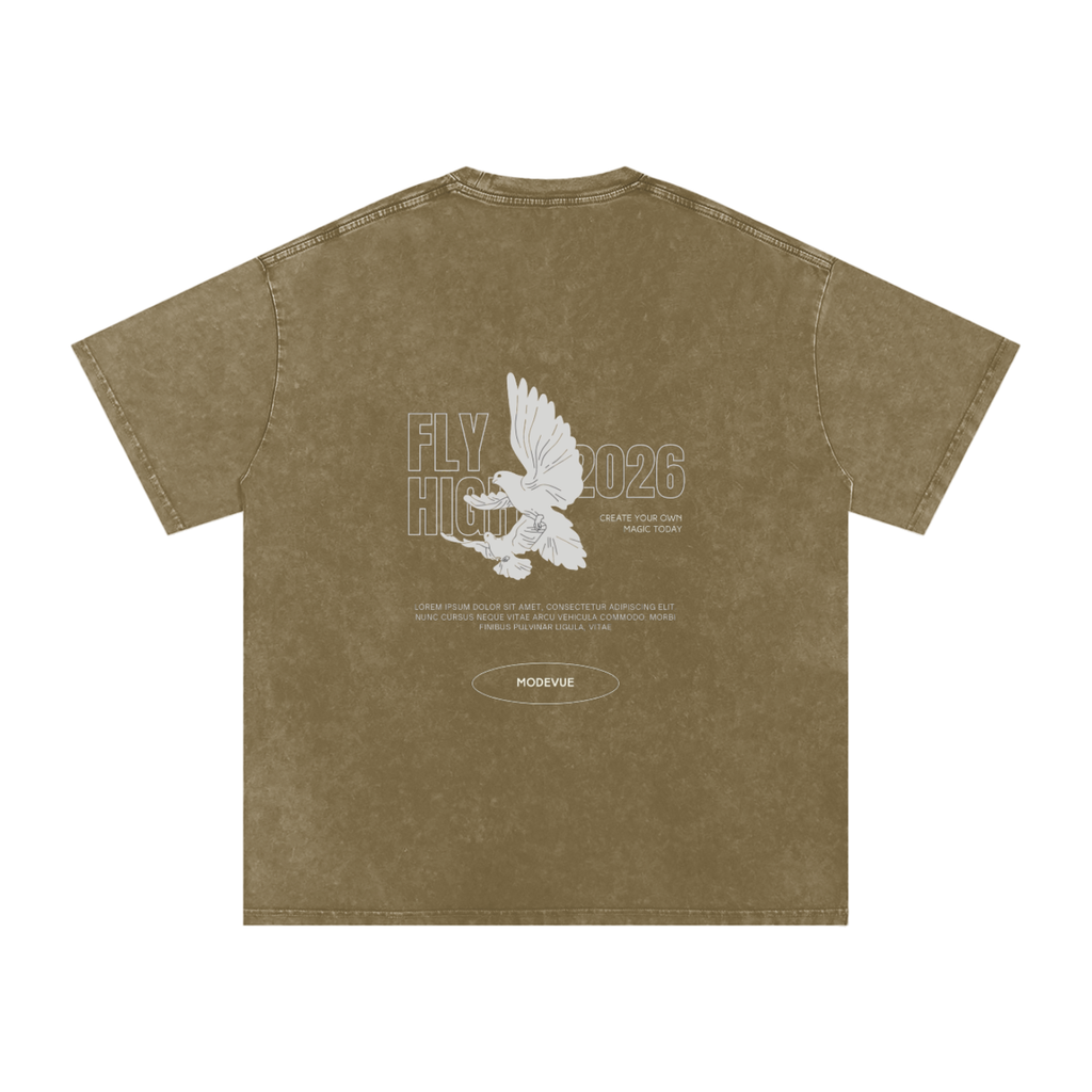 Snow Washed Oversized Cotton T-Shirt