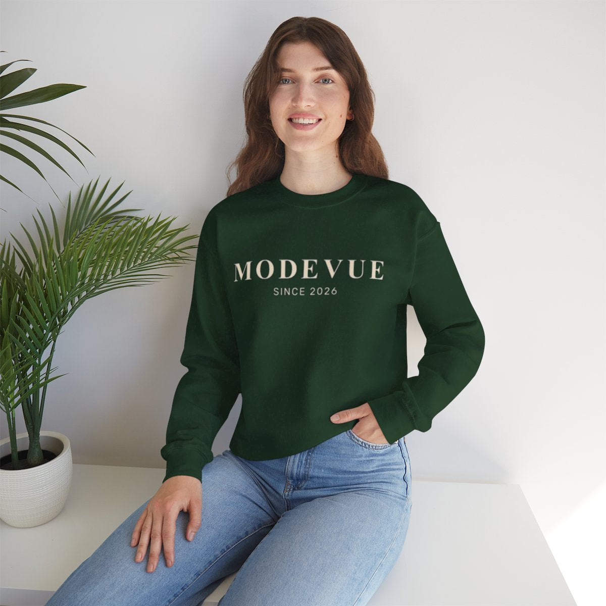 ModeVue Logo Sweatshirt — Minimalist Fashion Crewneck