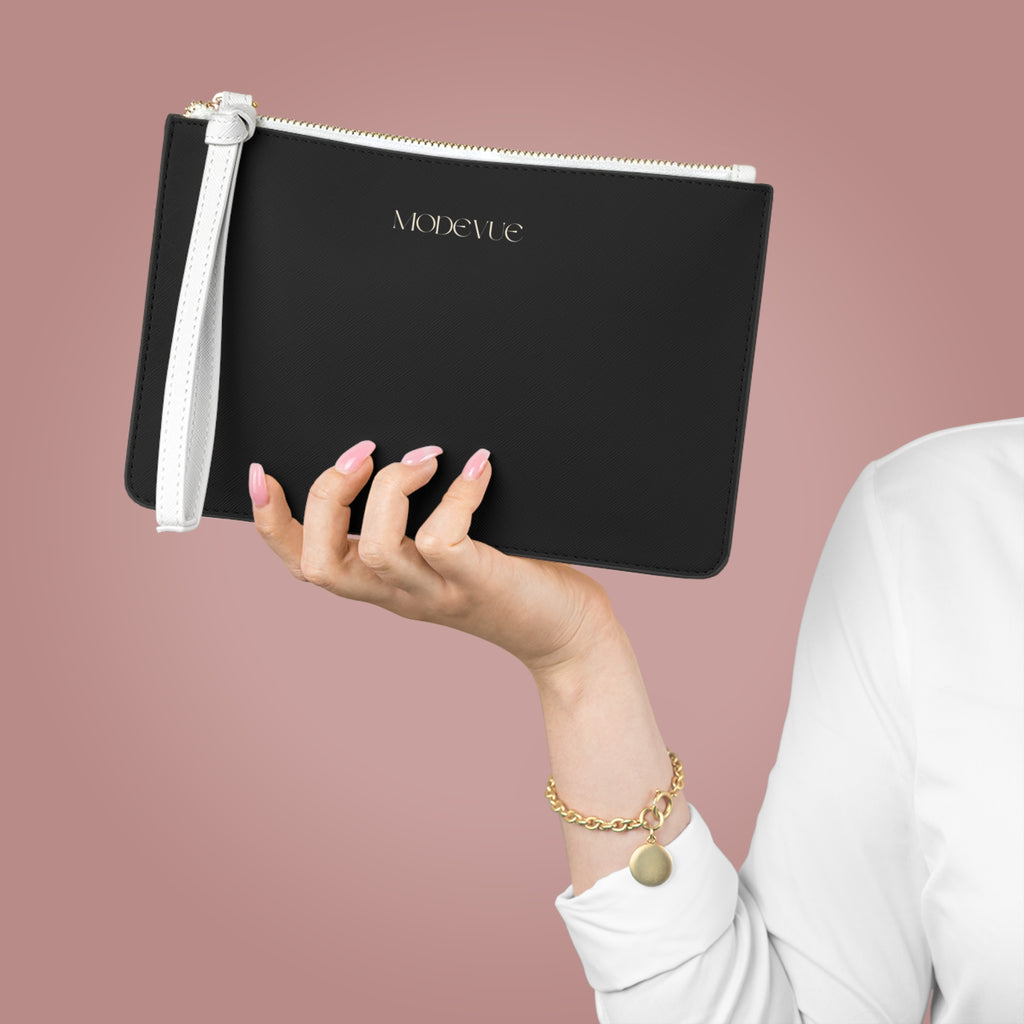 Modevue Minimalist Black Clutch Bag — Sleek Wristlet Purse for Events & Everyday