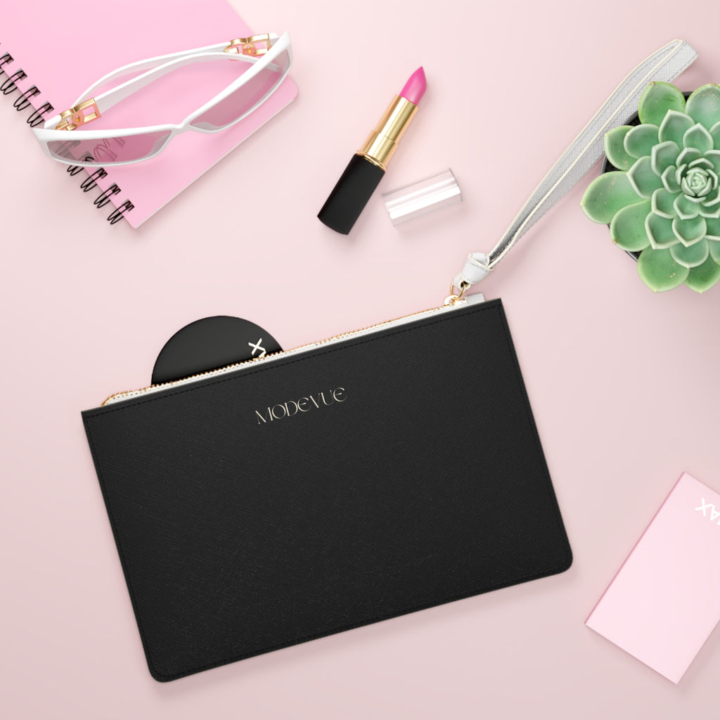 Modevue Minimalist Black Clutch Bag — Sleek Wristlet Purse for Events & Everyday