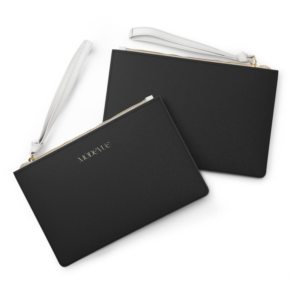 Modevue Minimalist Black Clutch Bag — Sleek Wristlet Purse for Events & Everyday