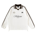 Contrast Striped Lapel Collar Sweatshirt