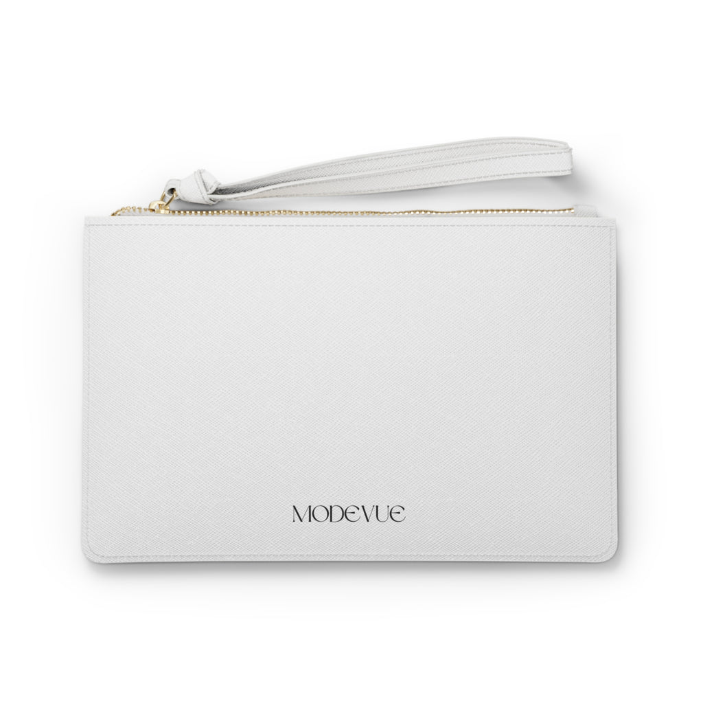 Modevue Minimalist White Clutch Bag — Sleek Wristlet Purse for Events & Everyday
