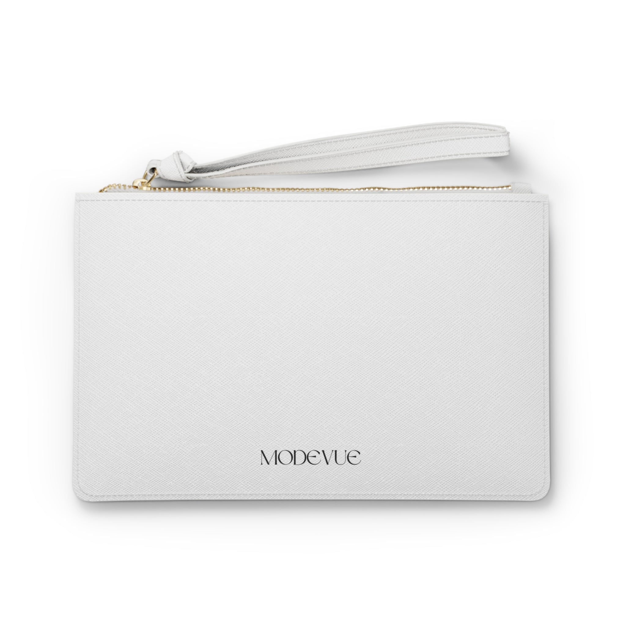 Modevue Minimalist White Clutch Bag — Sleek Wristlet Purse for Events & Everyday