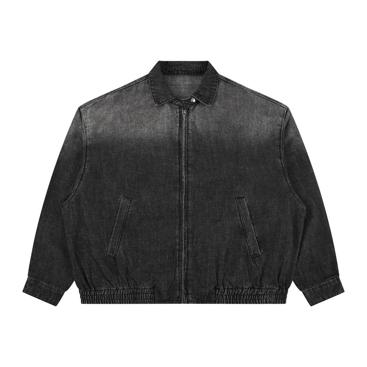 Modevue Unisex Vintage Wash Full-Zip Denim Jacket