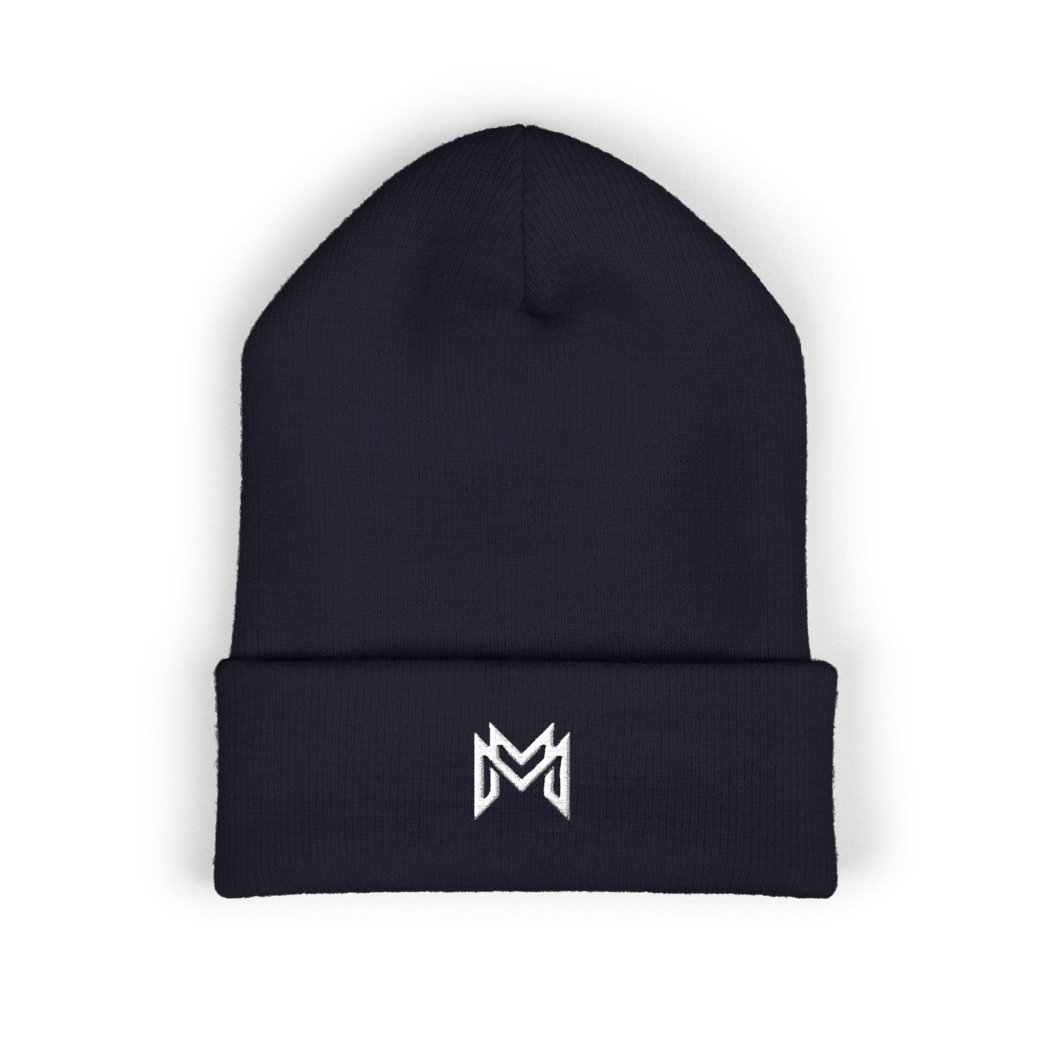 Embroidered Minimalist Logo Beanie — Classic Cuffed Knit Hat
