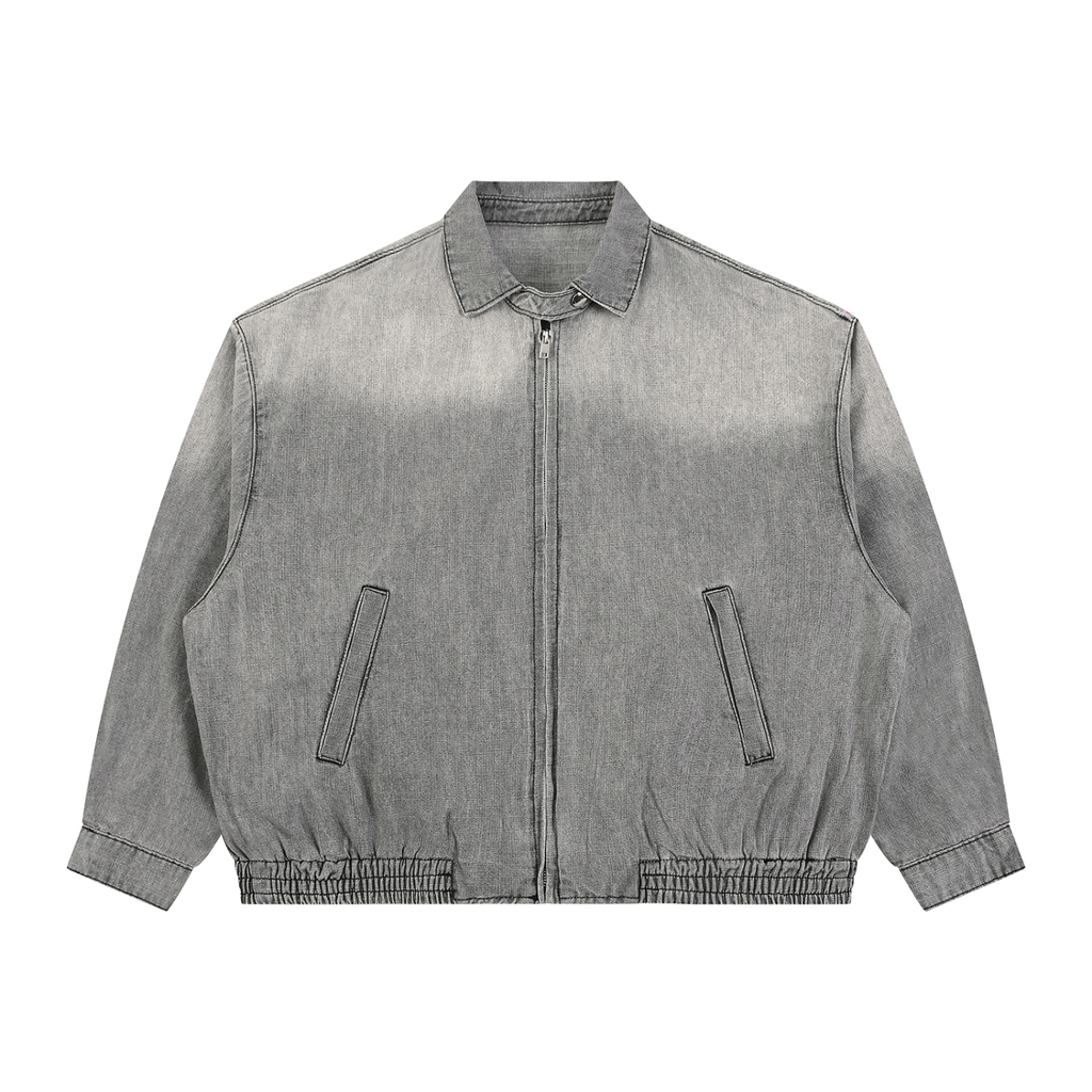 Modevue Unisex Vintage Wash Full-Zip Denim Jacket