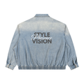 Modevue Unisex Vintage Wash Full-Zip Denim Jacket