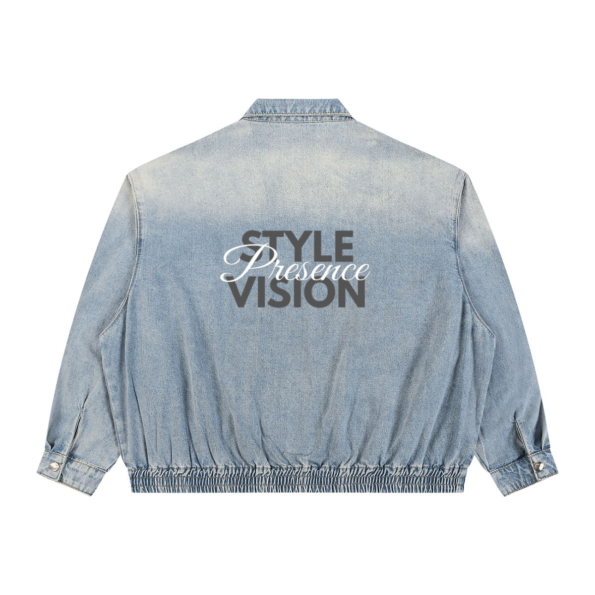 Modevue Unisex Vintage Wash Full-Zip Denim Jacket