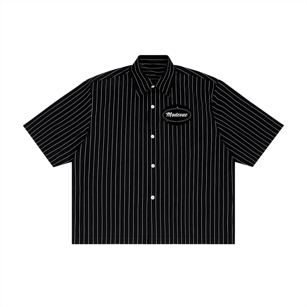 Unisex Striped Boxy Button-Up Shirt
