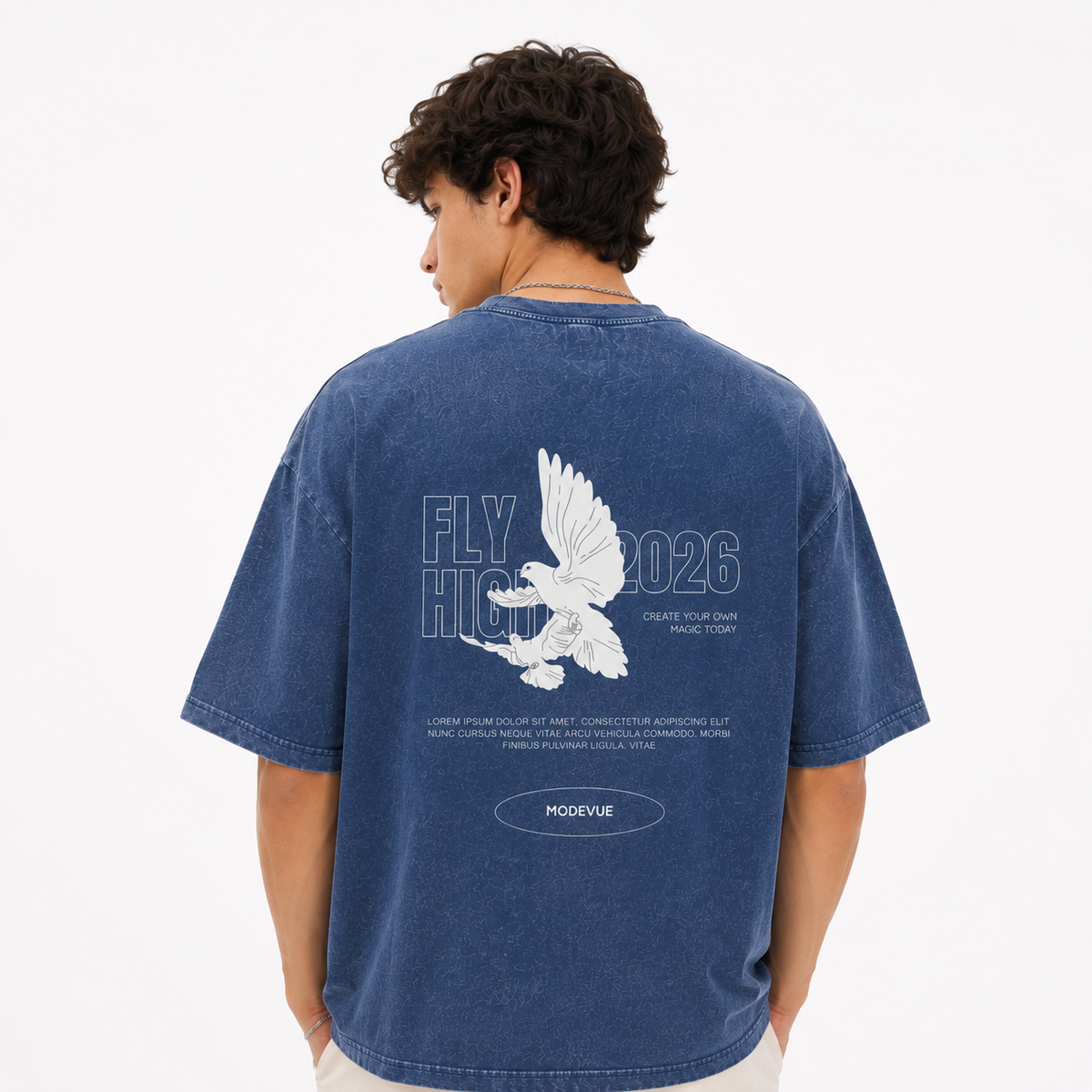 Modevue Men’s Snow Washed Oversized Cotton T-Shirt