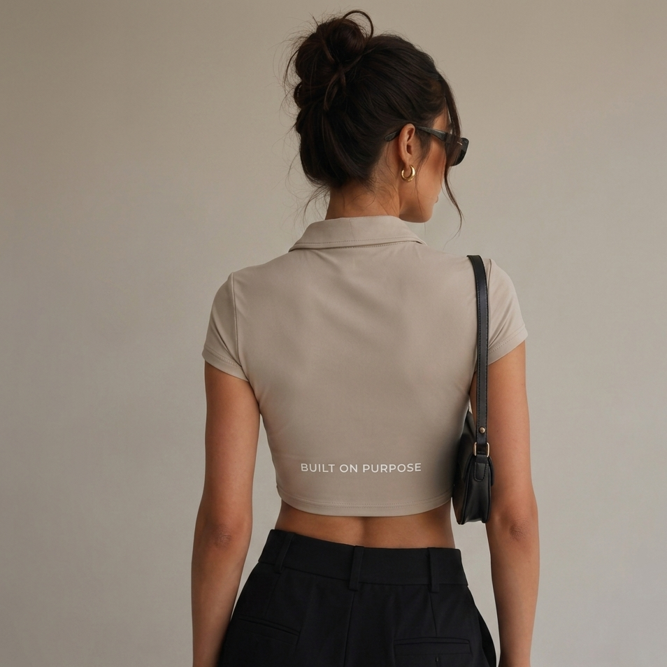 V-Neck Lapel Crop Top
