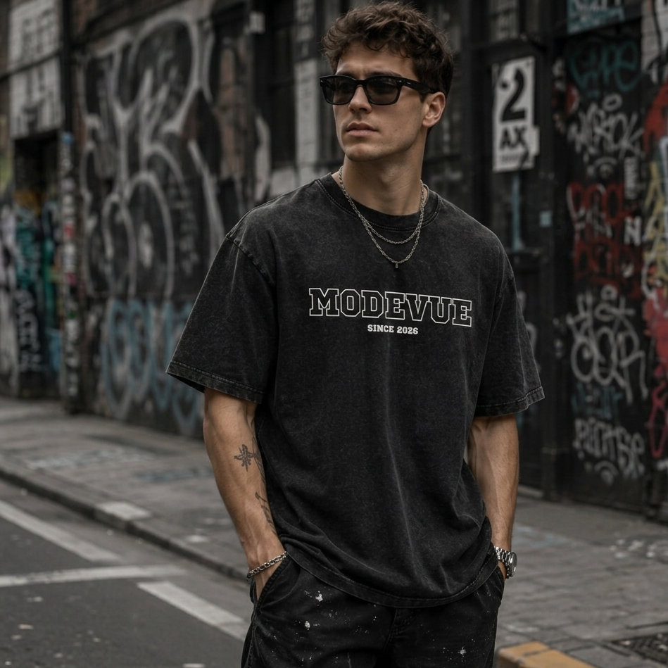 Snow Washed Oversized Cotton T-Shirt
