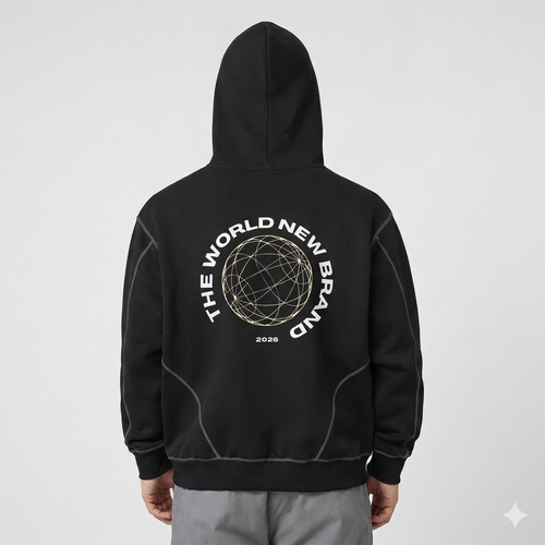 Contrast-Stitched Boxy Fleece Hoodie