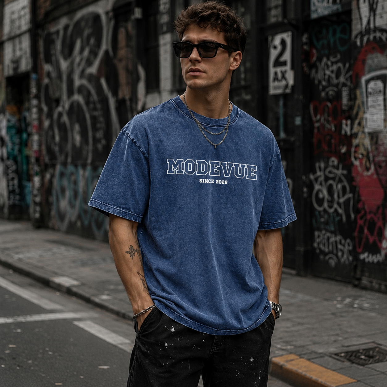 Snow Washed Oversized Cotton T-Shirt