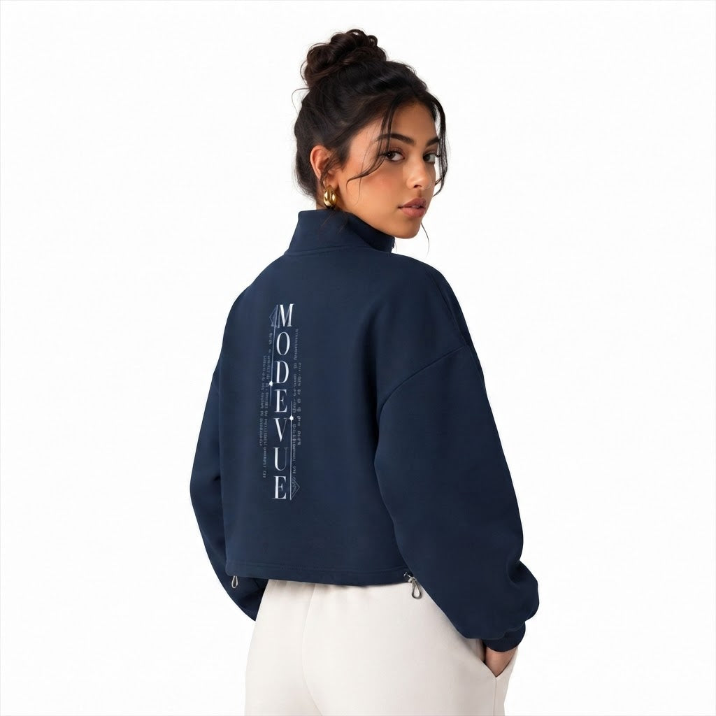 Modevue Women’s Mock-Neck Quarter-Zip Sweatshirt
