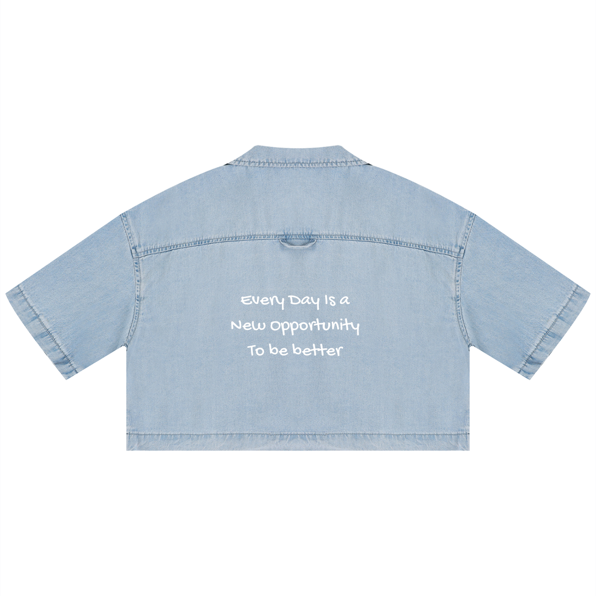 Modevue Women's Vintage Wash Boxy Cropped Shirt