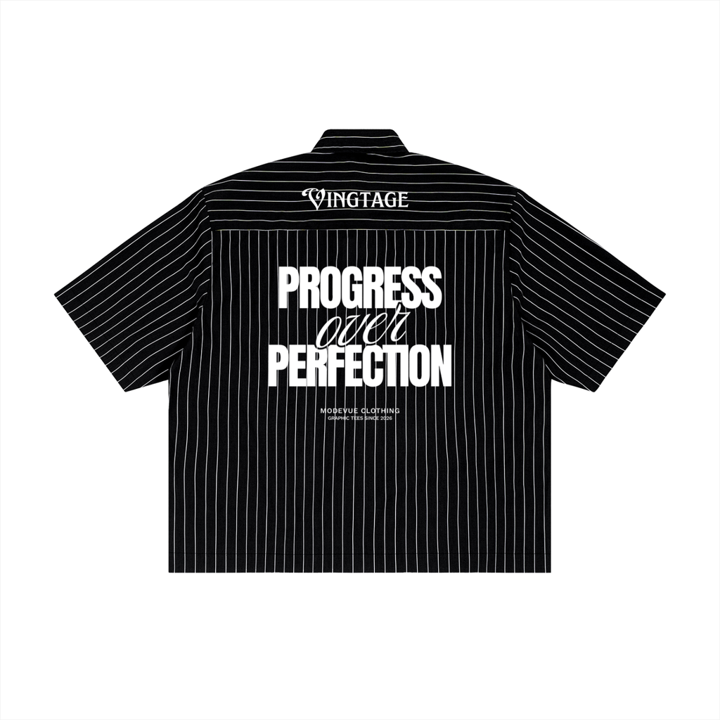 Unisex Striped Boxy Button-Up Shirt