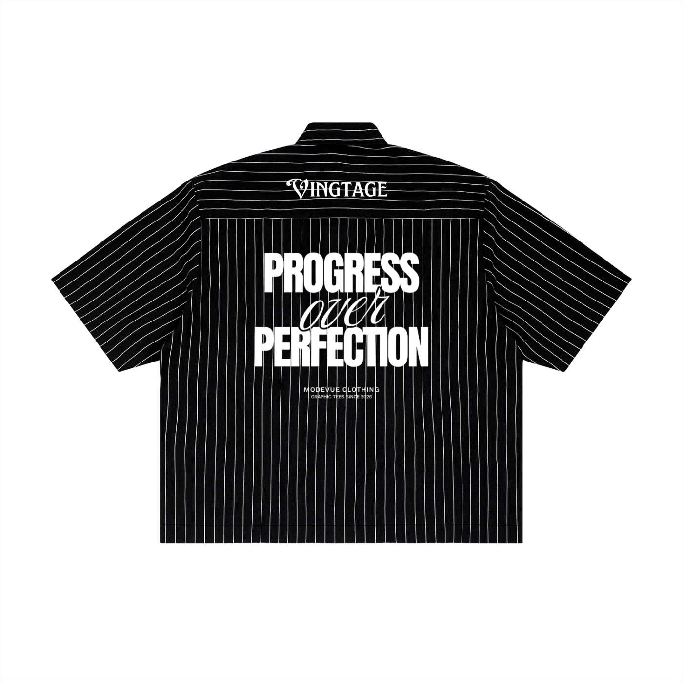 Unisex Striped Boxy Button-Up Shirt