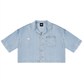 Modevue Women's Vintage Wash Boxy Cropped Shirt