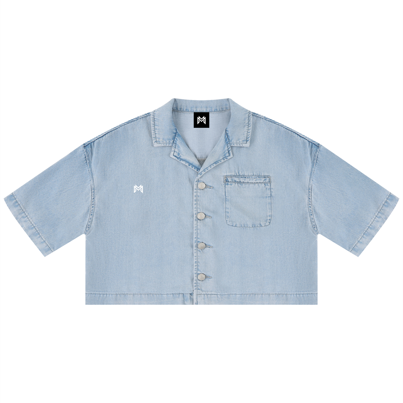 Modevue Women's Vintage Wash Boxy Cropped Shirt