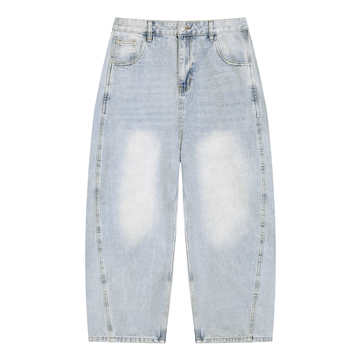 Modevue Men's Vintage Wash Sunfade Barrel Leg Jeans
